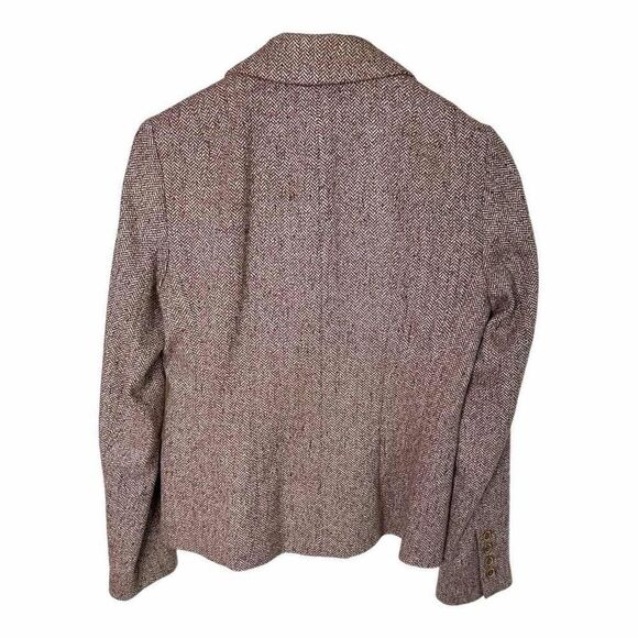 Talbots Maroon Herringbone Wool Blend Blazer - Size 4 - Picture 2 of 8